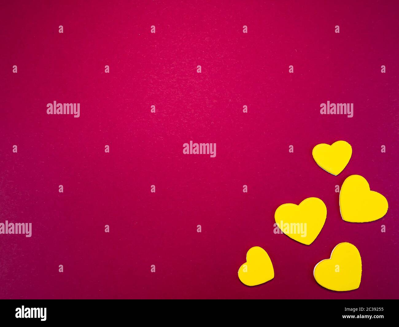 Valentine's day hearts on a red background with place for text. Holiday ...