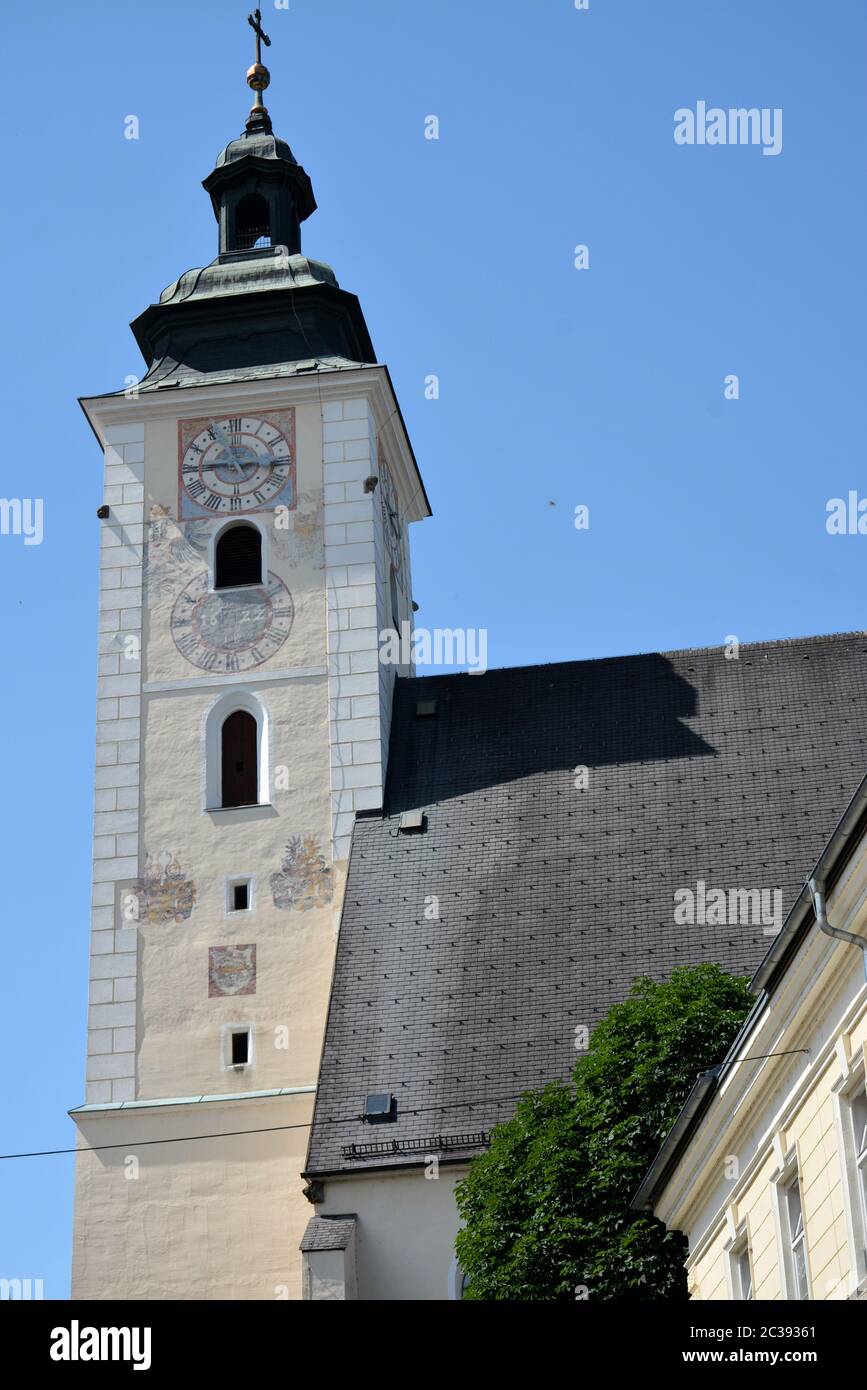 Parish church Grein Uper Austria Stock Photo