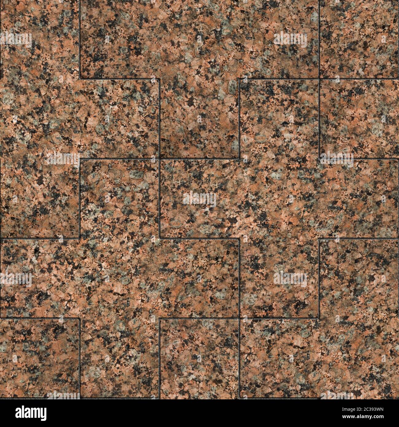 Seamless Tileable Texture with Geometric Pattern. Polished Marble or Red Granite. Stock Photo