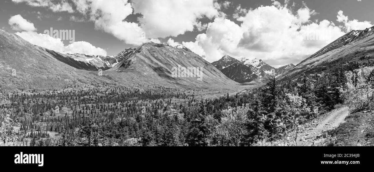 Timeless panoramic view of the South Fork Eagle River glacial valley Stock Photo