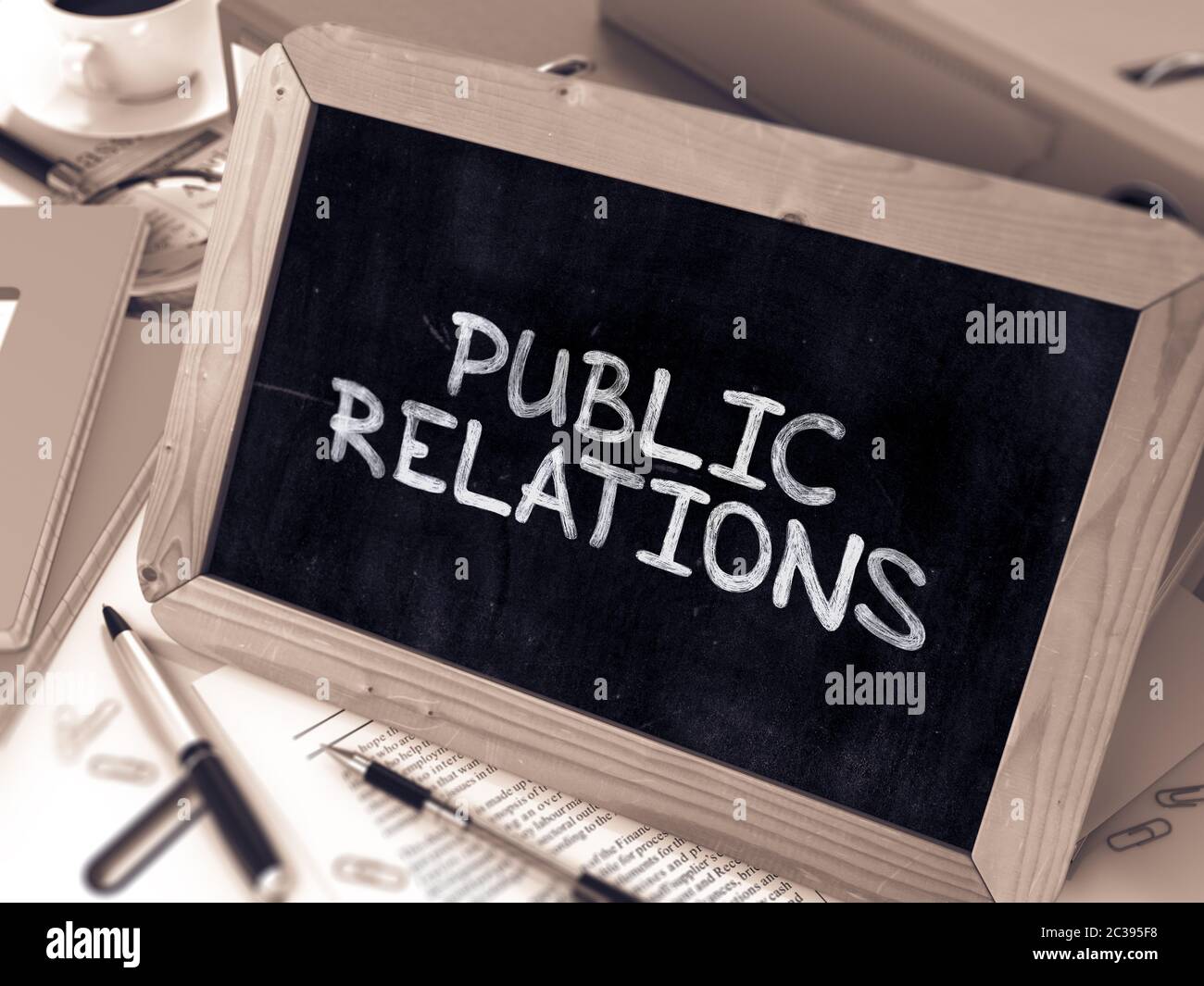 Public Relations Handwritten by White Chalk on a Blackboard