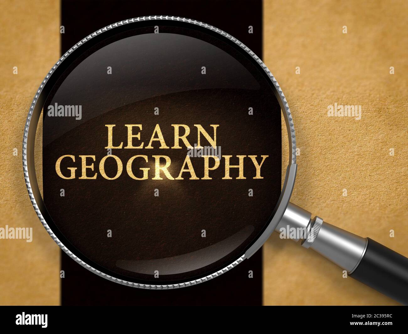 Learn Geography through Lens on Old Paper with Black Vertical Line