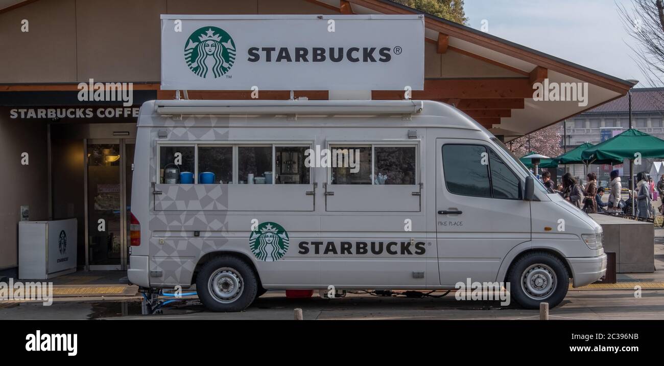 Starbucks food truck in Ueno Park, Tokyo, Japan Stock Photo - Alamy