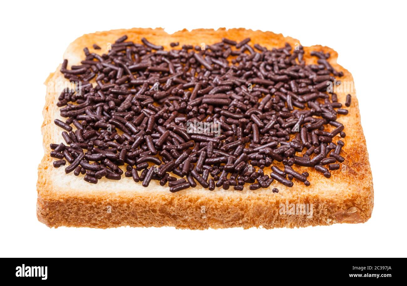 dutch sweet open sandwich with toast and hagelslag (topping from