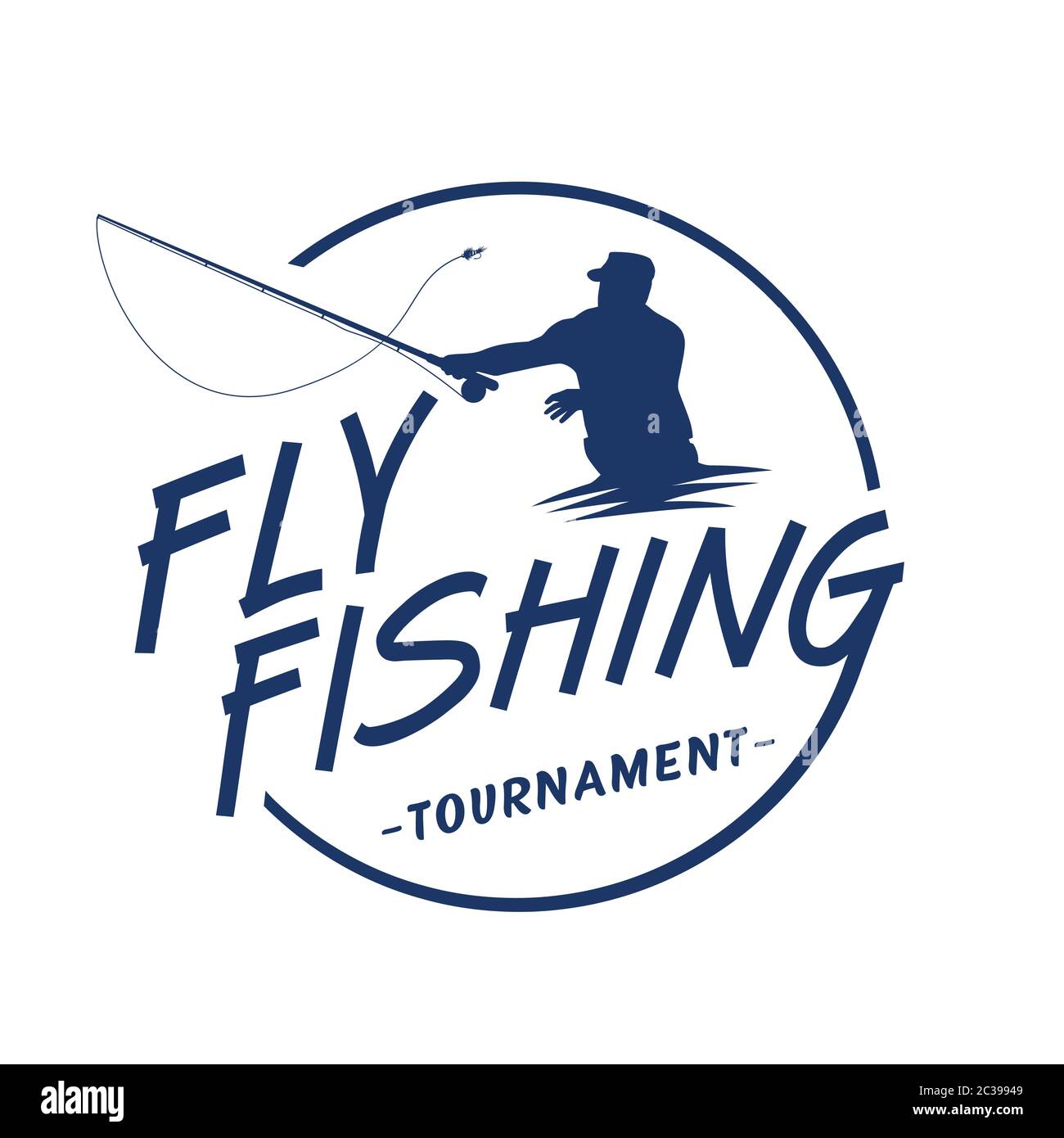 Fly fishing tournament logo. Vector and illustration Stock Vector