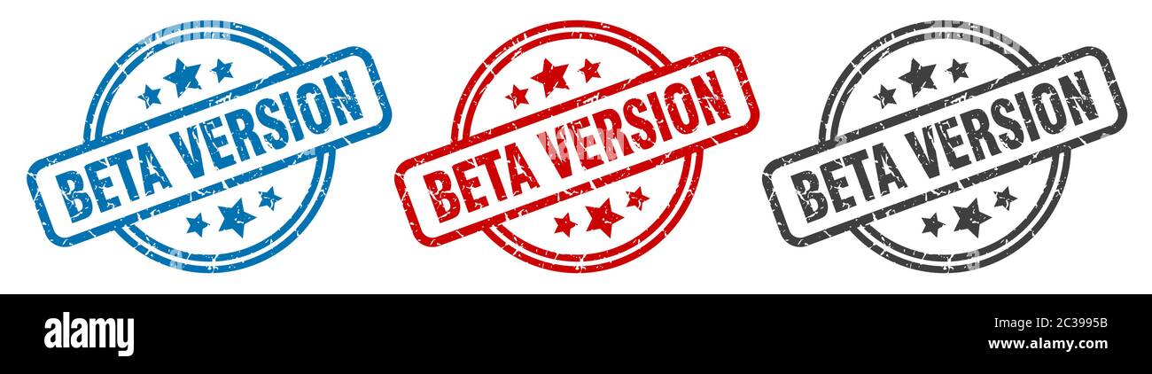 beta version stamp. beta version round isolated sign. beta version label set Stock Vector