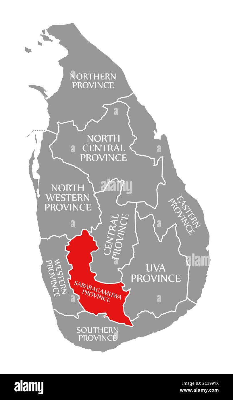 Sri Lankan Village Map Sabaragamuwa Province Red Highlighted In Map Of Sri Lanka Stock Photo -  Alamy