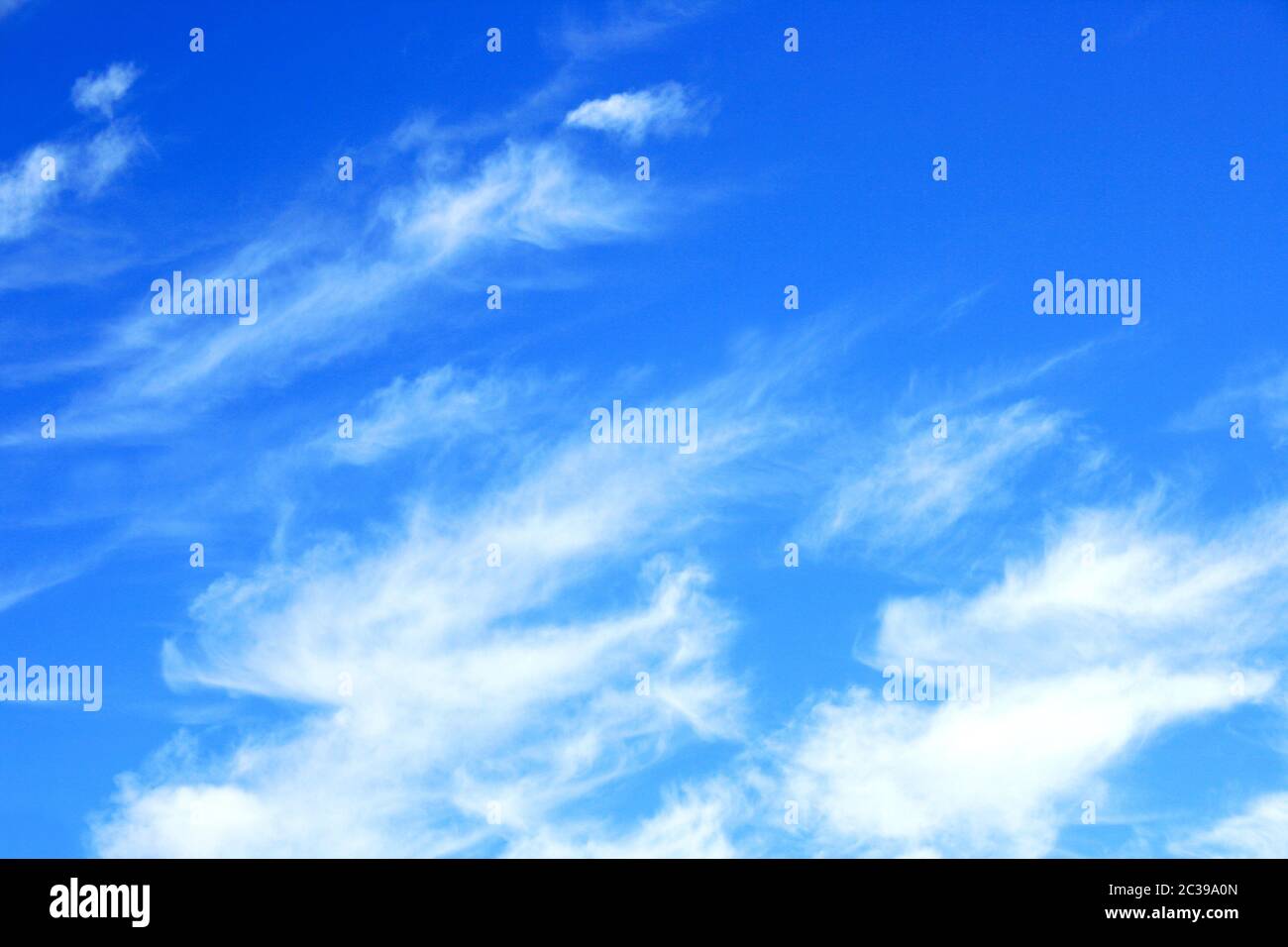 Big fluffy clouds (Altocumulus) with beautiful blue skies Stock Photo