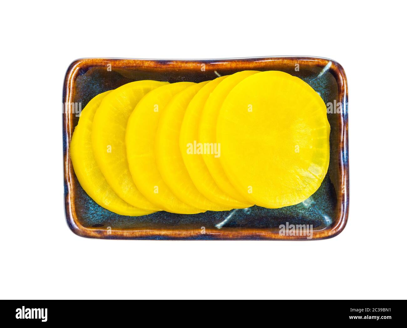 top view of traditional korean and japanese Takuan (Danmuji) side dish