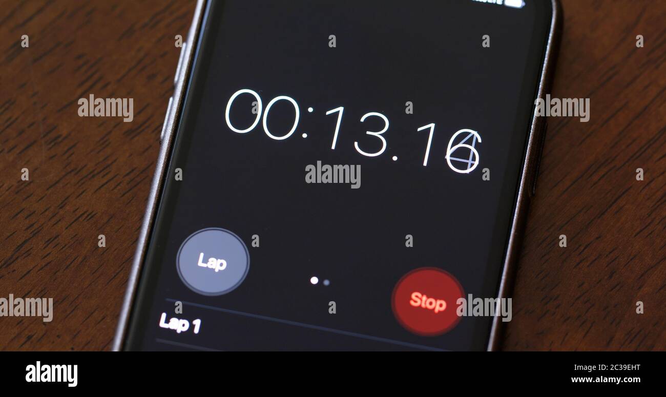 Numerical digital stopwatch with white number and black screen on