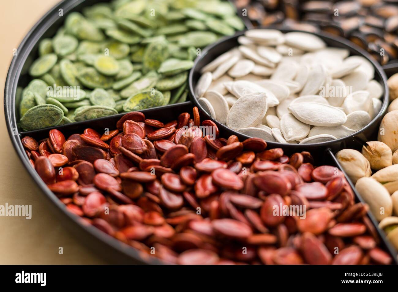 Traditional chinese snack tray for lunar new year celebration Stock