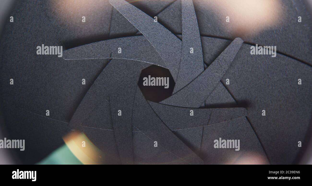 Changing the Camera lens aperture Stock Photo Alamy