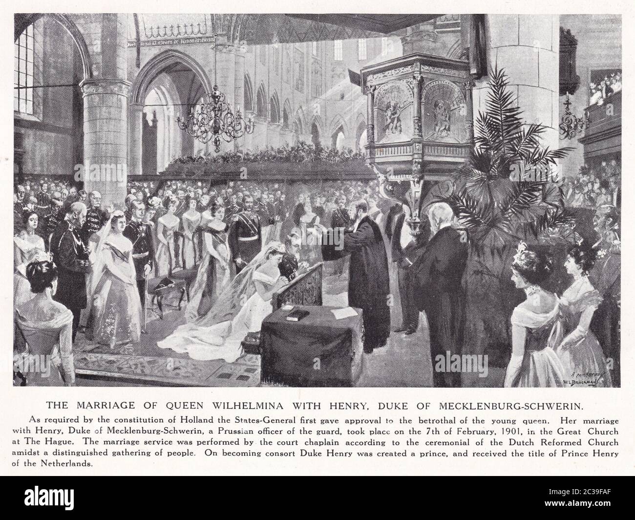 The Marriage of Queen Wilhelmina with Henry, Duke of Mecklenburg -Schwerin, 7th February 1901. Stock Photo