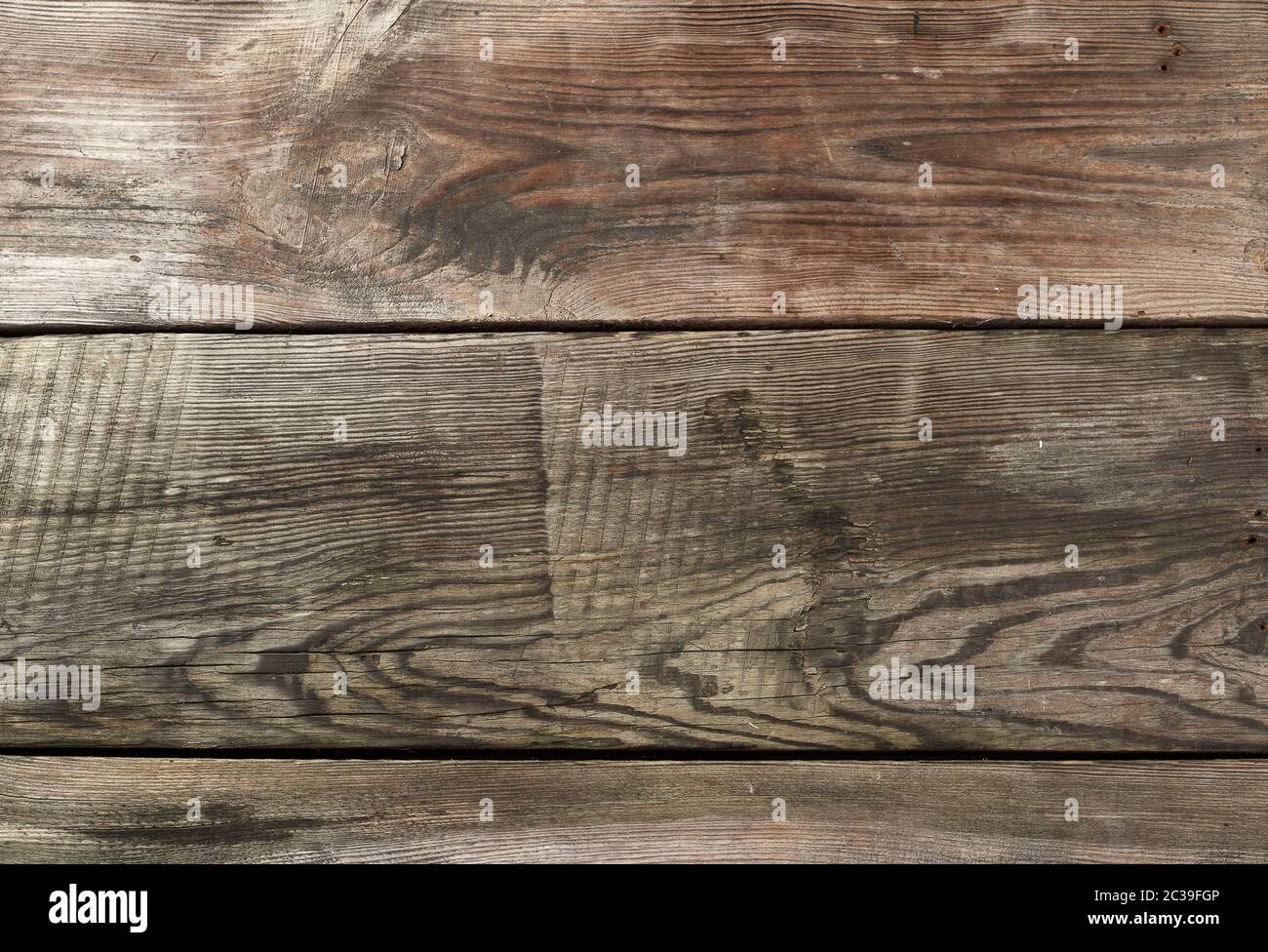 gray wooden background from very old parallel pine boards, copy space Stock Photo