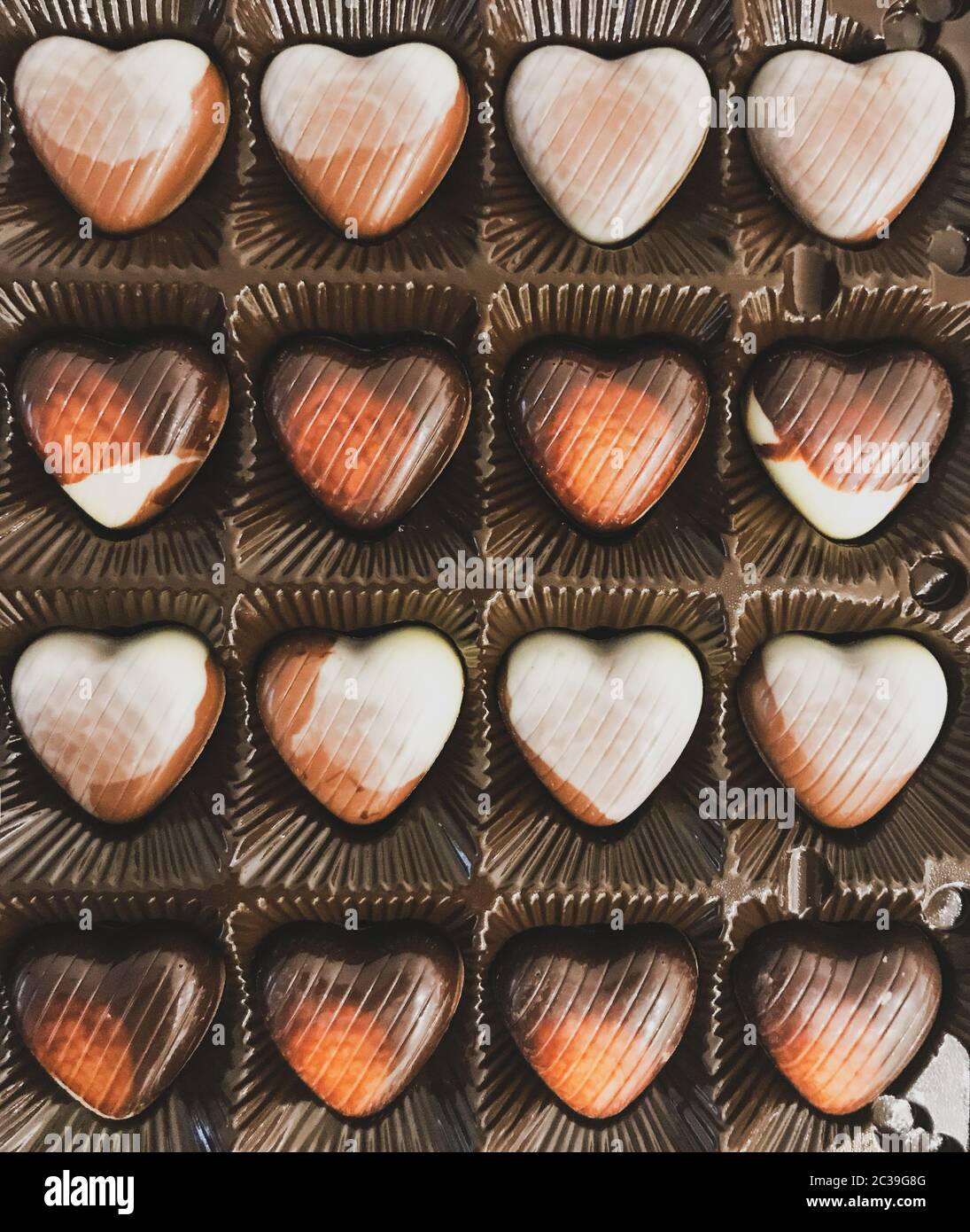 Heart Shaped Chocolates In A Festive Box Stock Photo Alamy