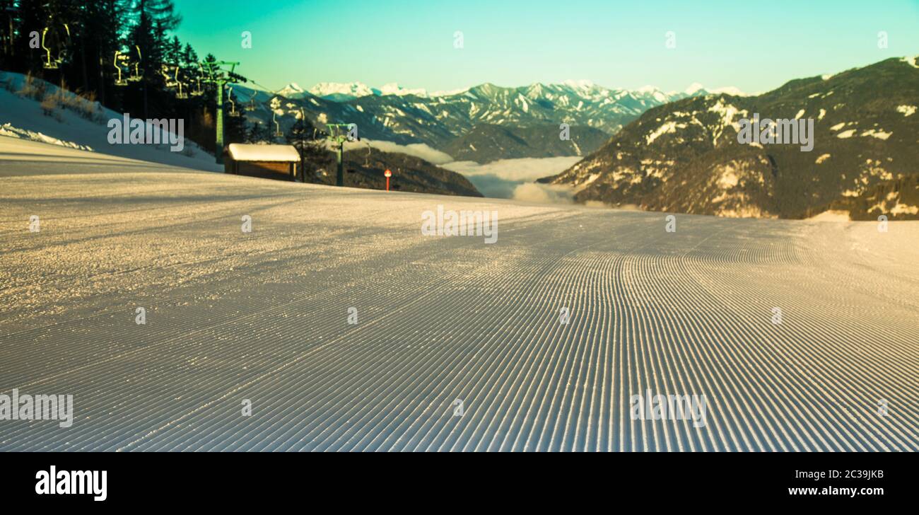 Winter mountains panorama with ski slope Stock Photo - Alamy