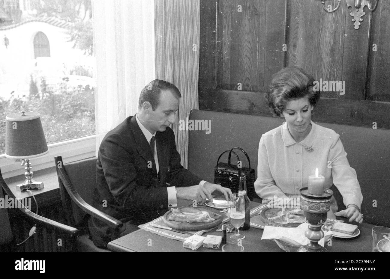 Prince Michael of Prussia with his future wife Jutta at the Hotel Alpina in Garmisch in 1966. Stock Photo