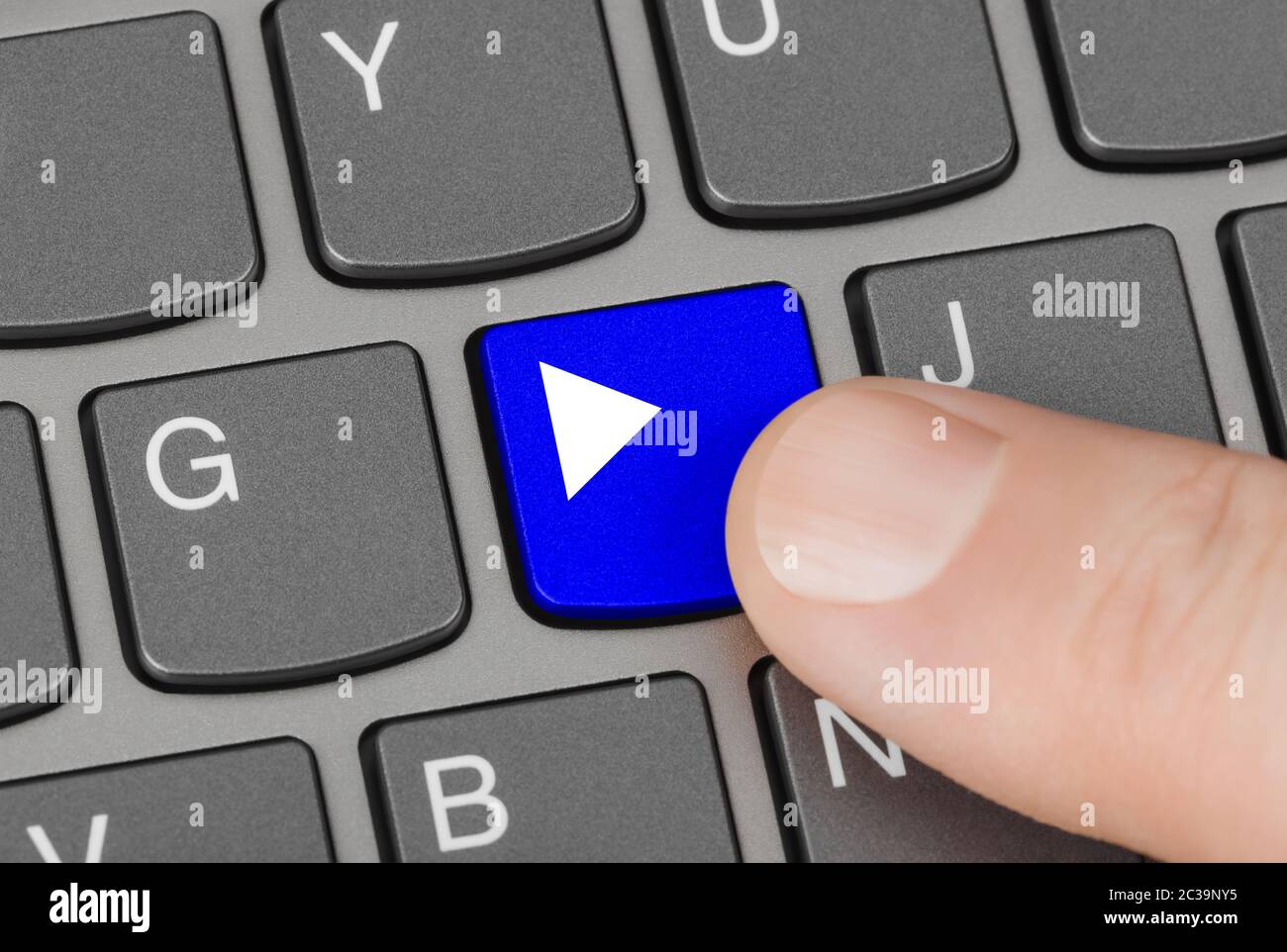 Computer keyboard with Play key Stock Photo