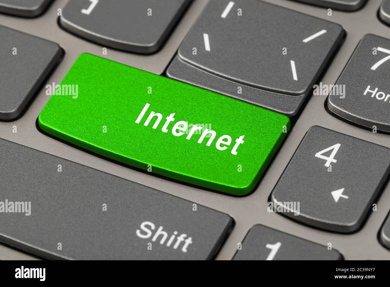 Computer notebook keyboard with Internet key Stock Photo