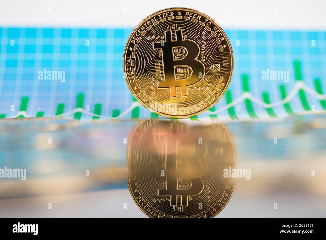 Virtual Currencies Bitcoin Example Virtual money, Currency. Bitcoin coins, financial Stock Photo - Alamy