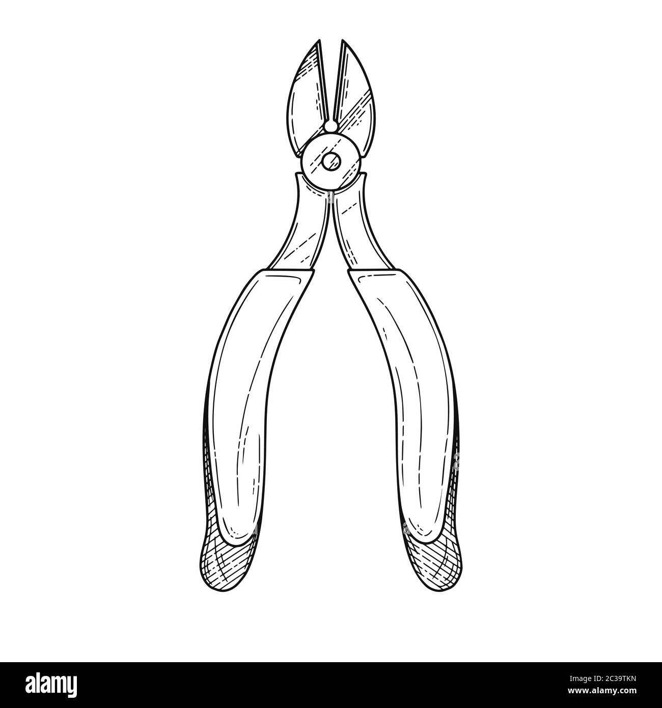 Pliers pincers hand tool isolated on white background. Vector