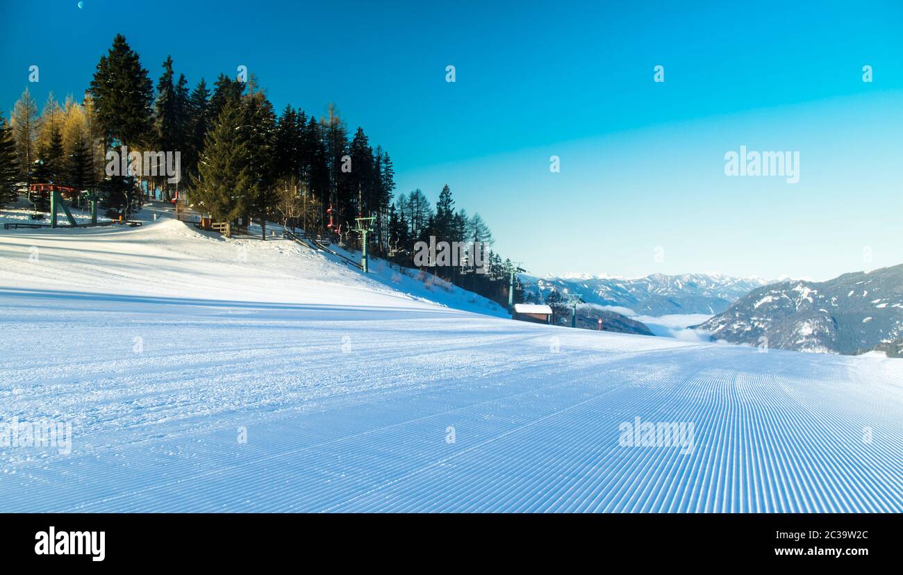 Winter mountains panorama with ski slope Stock Photo - Alamy