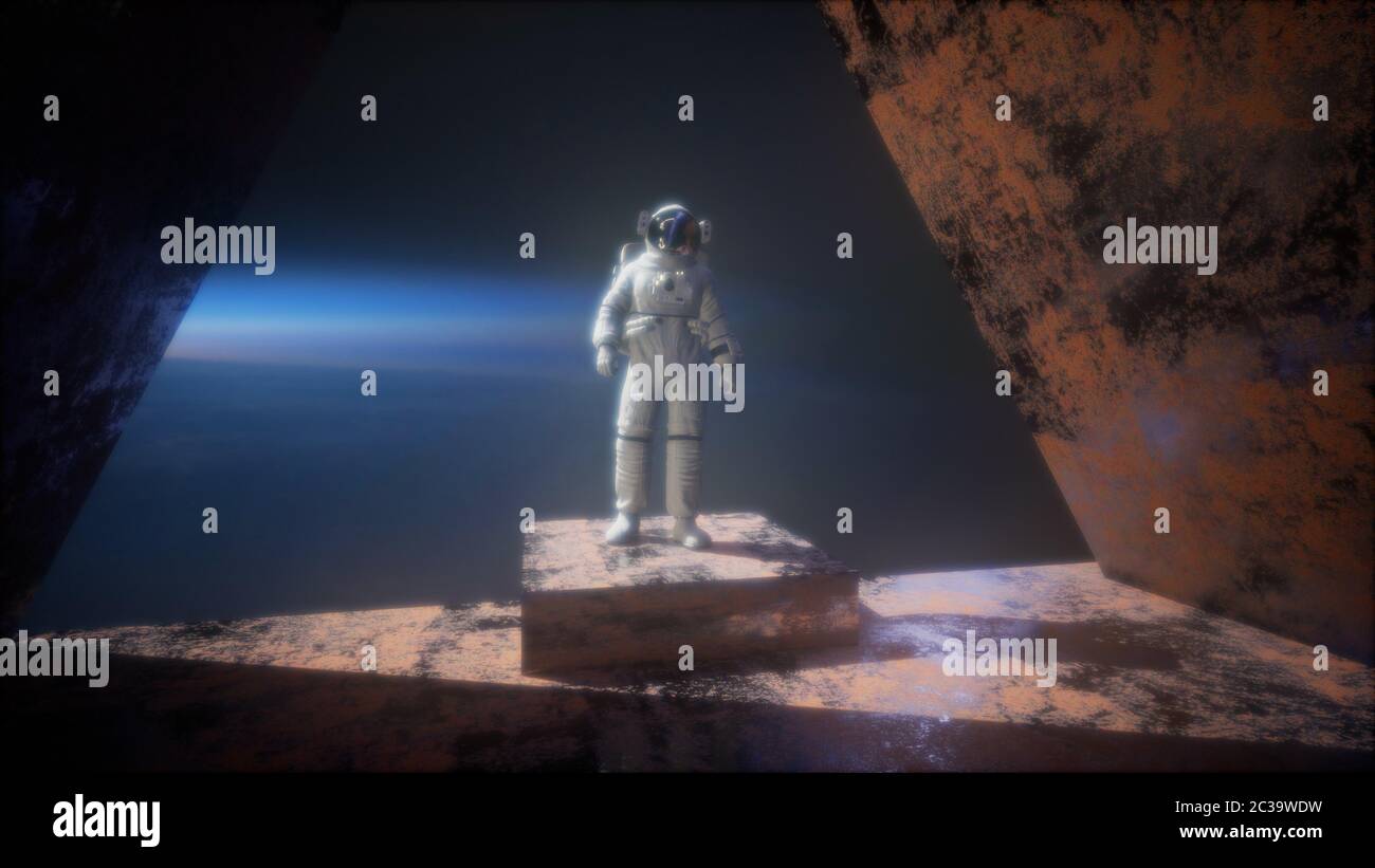 astronaut on the space observatory station near Earth Stock Photo Alamy