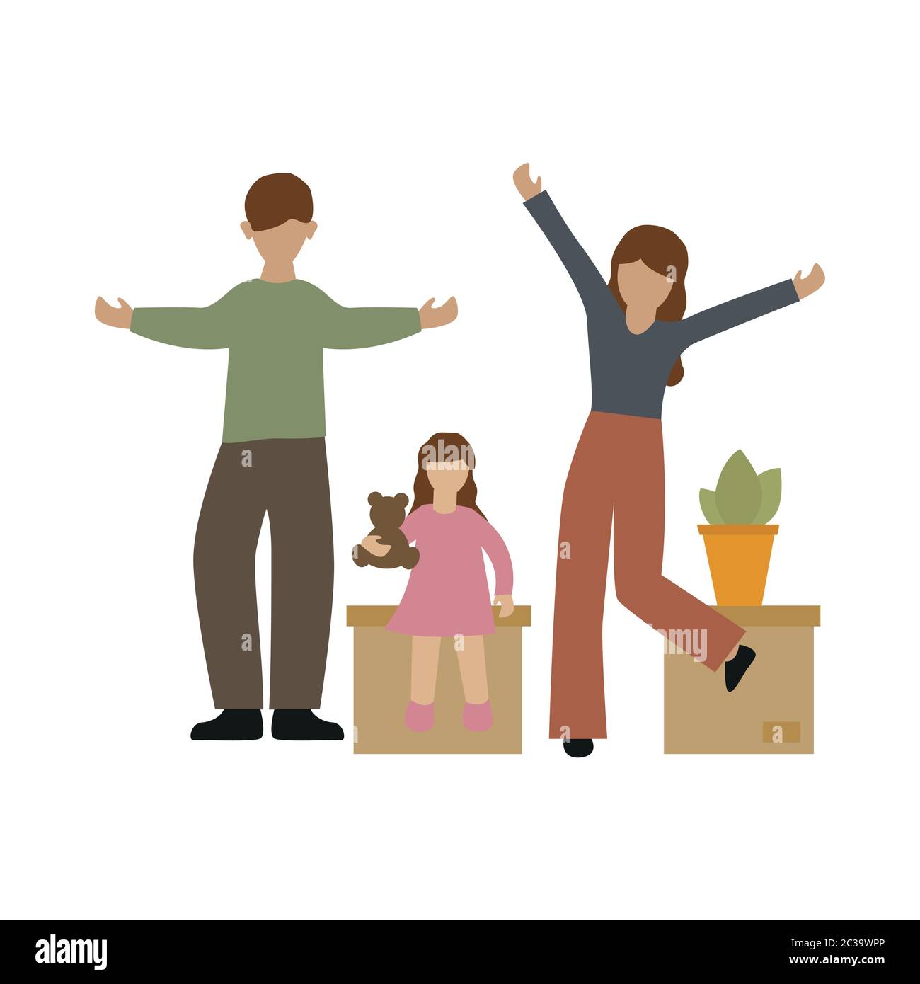 family packs boxes when moving vector illustration EPS10 Stock Vector