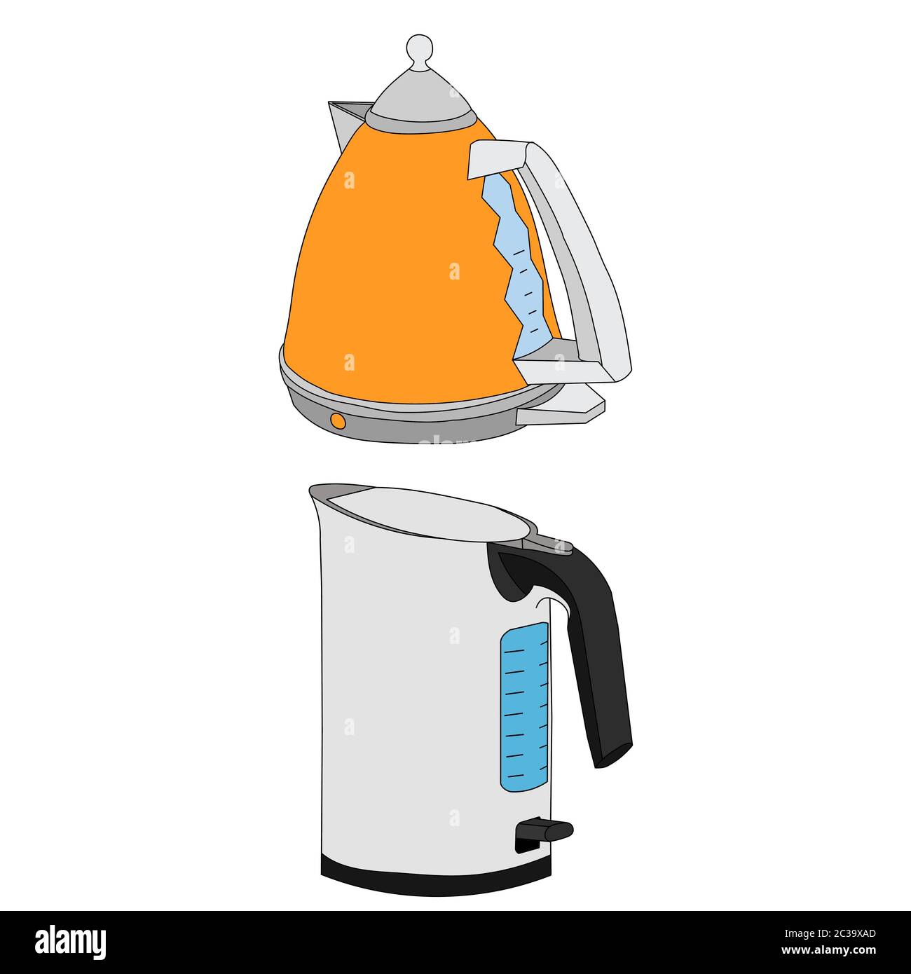 electric kettle, in flat style, set Stock Vector
