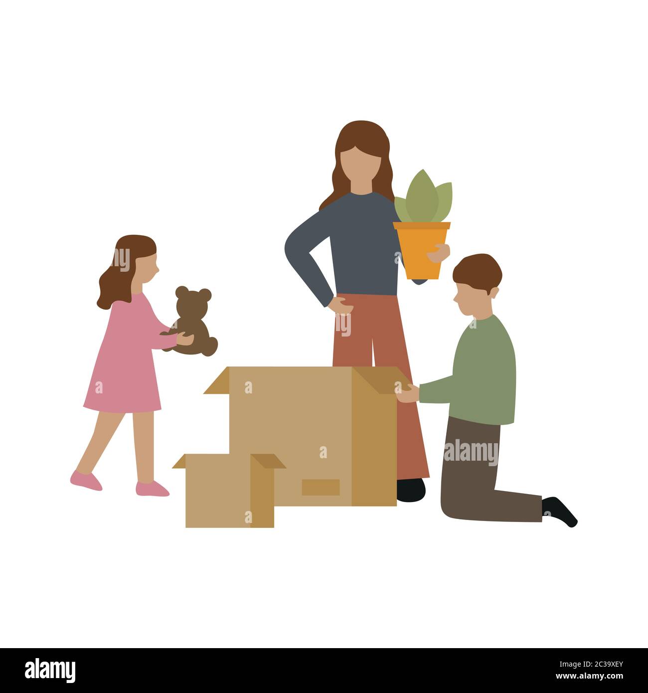 family packs boxes when moving vector illustration EPS10 Stock Vector