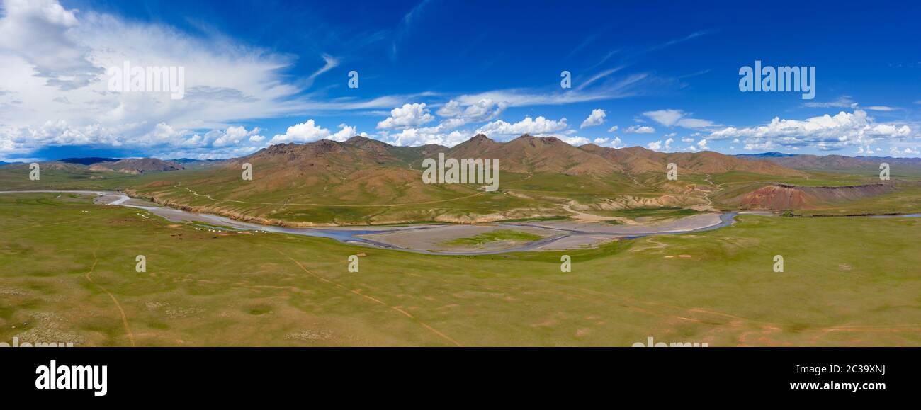 Aerial view of Orkhon valley Mongolia Stock Photo - Alamy