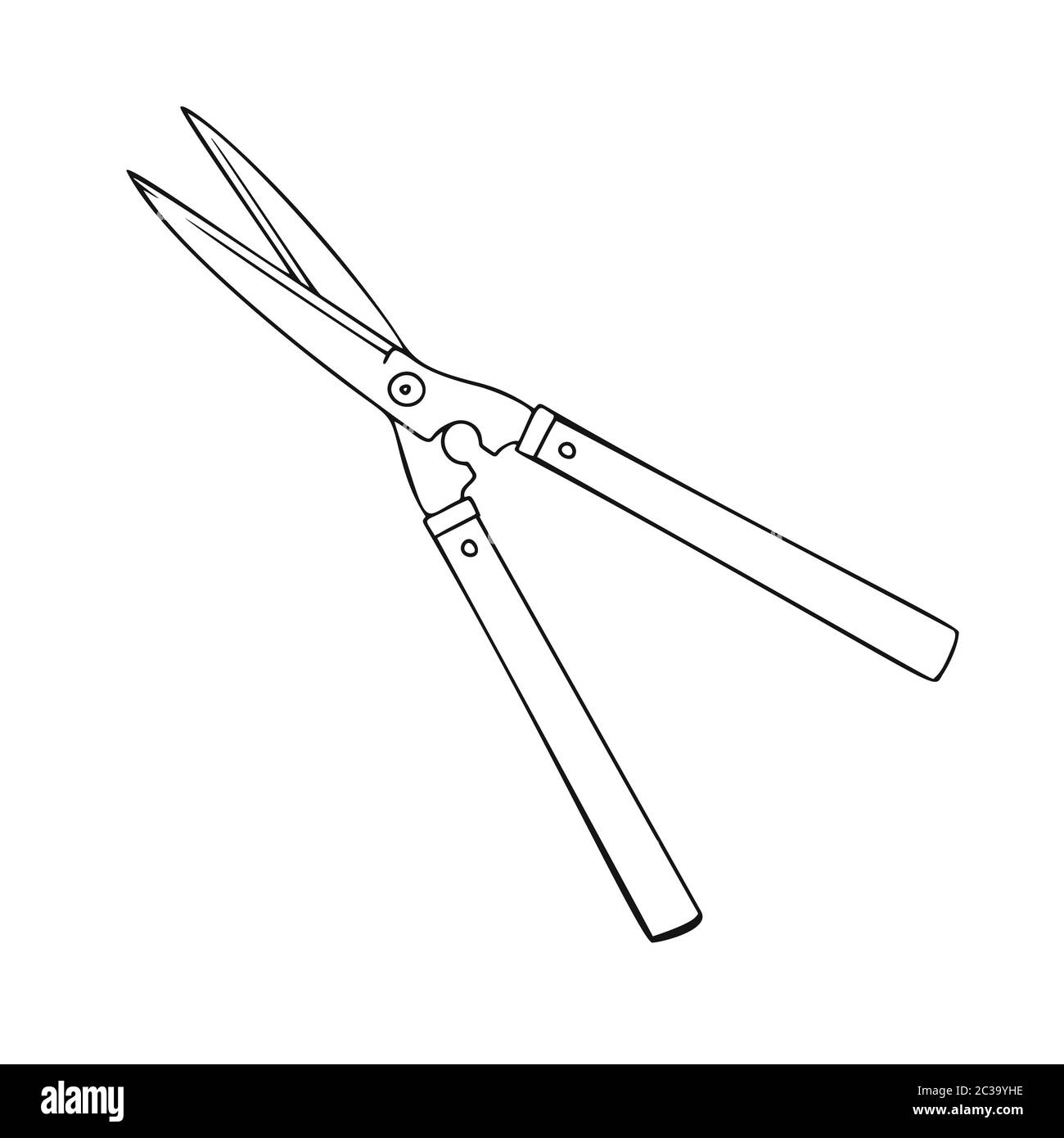 Garden secateurs isolated on a white background. Vector illustration in sketch style. Stock Vector