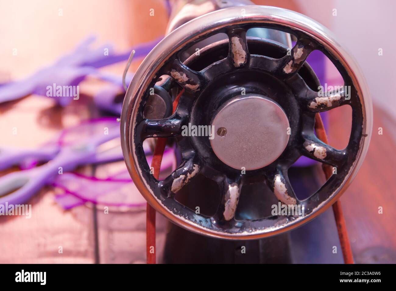 old sewing machine and sewing elements Stock Photo Alamy