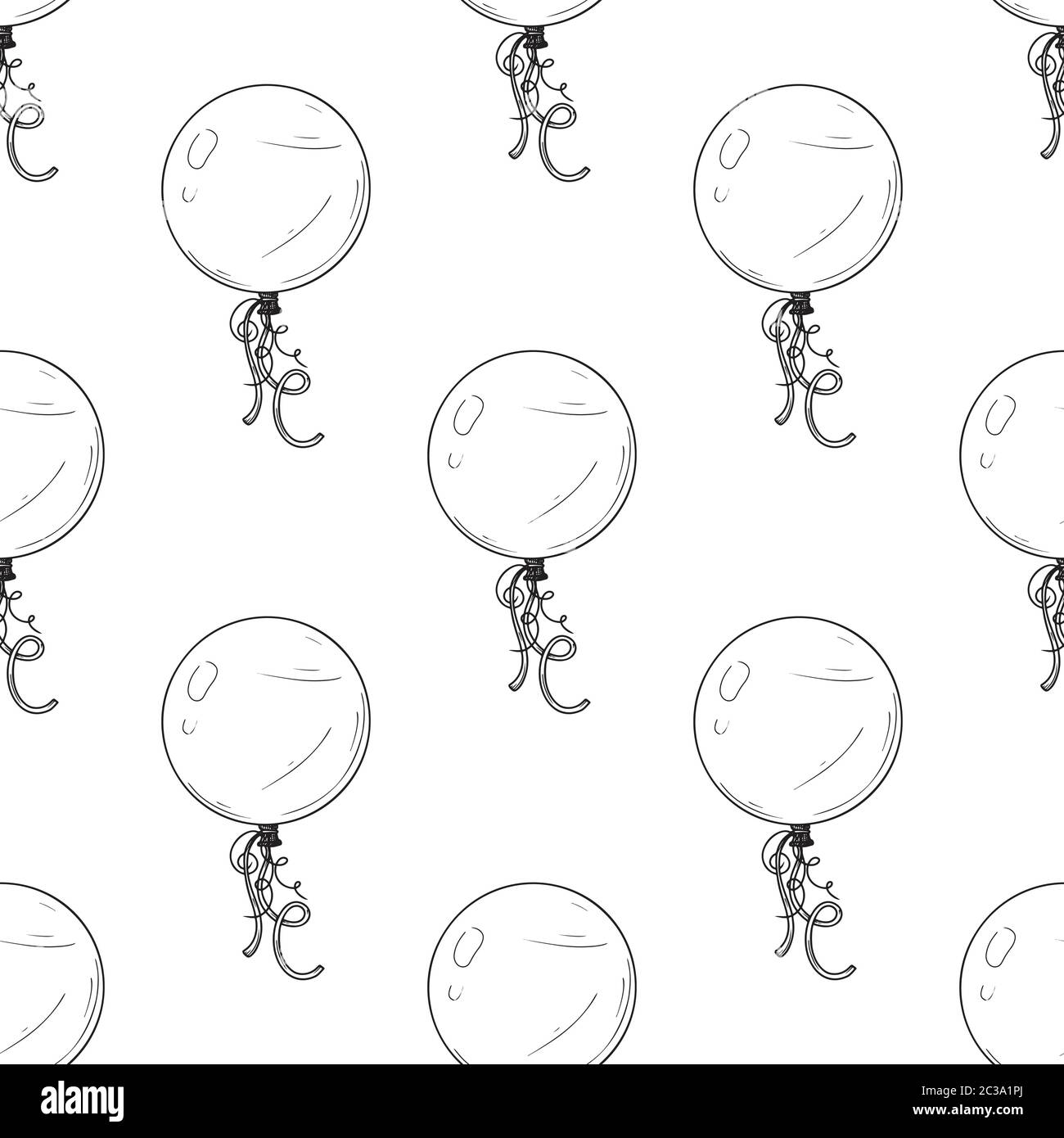 Seamless pattern. Different balloons. Inflatable balls on a string ...