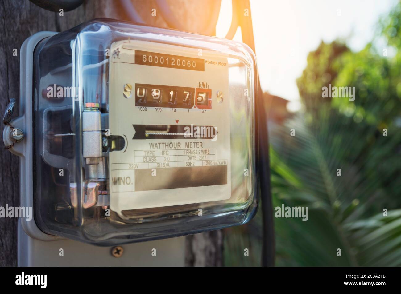 Electric power meter measuring power usage. Watt hour electric meter