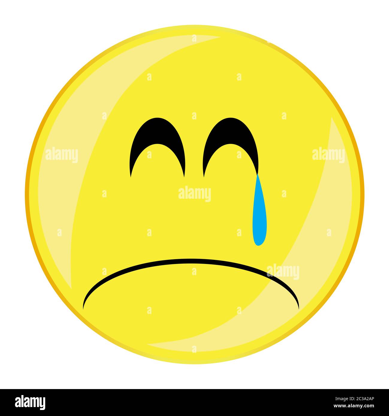 A unhappy smile face button isolated on a white background Stock Photo
