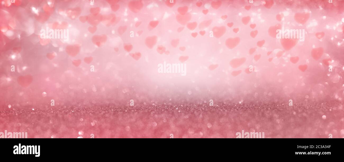 Pink hearts for valentines day. Background with romantic bokeh and ...