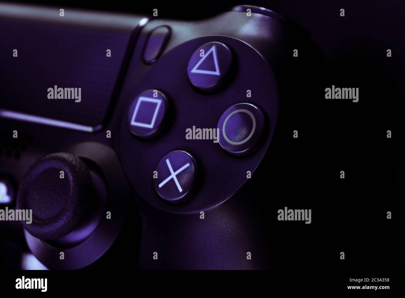 Playstation 4 Gamepad on black background with colours. Sony PS4
