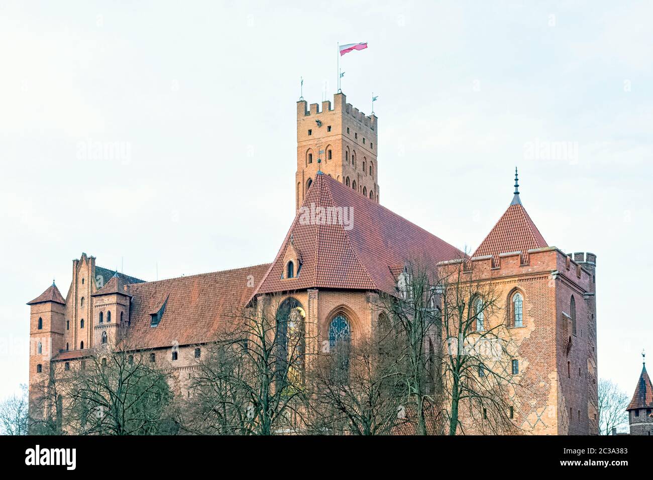 Castle of the Teutonic Order in Malbork - the largest castle in the world by land area in Malbork, Pomerania, Poland Stock Photo