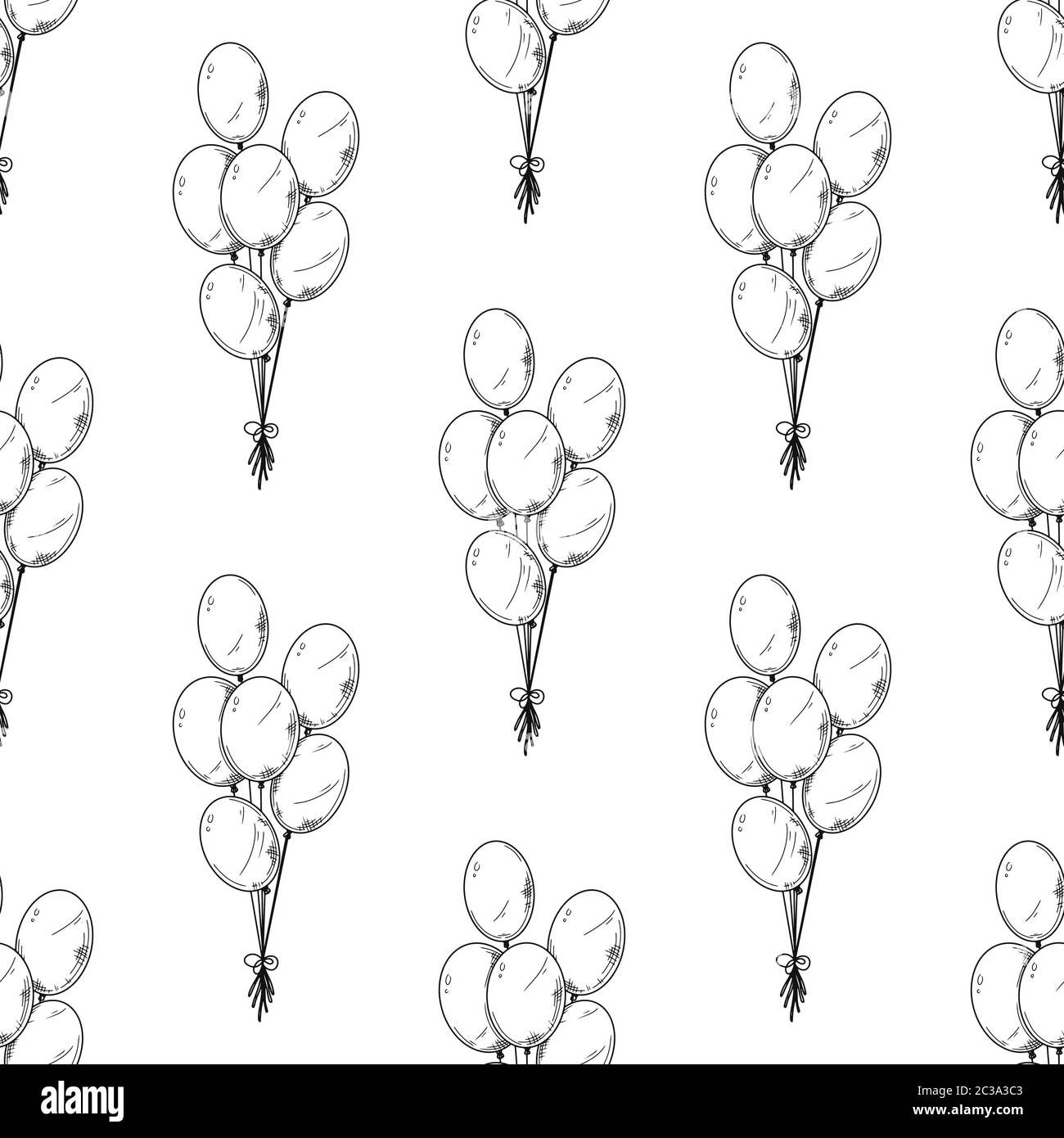 Seamless pattern. Different balloons. Inflatable balls on a string ...