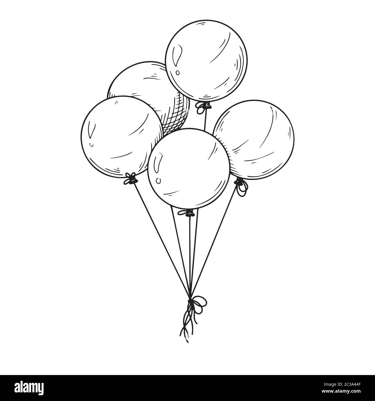 Different balloons. Inflatable balls on a string. Vector illustration in  sketch style Stock Vector Image & Art - Alamy