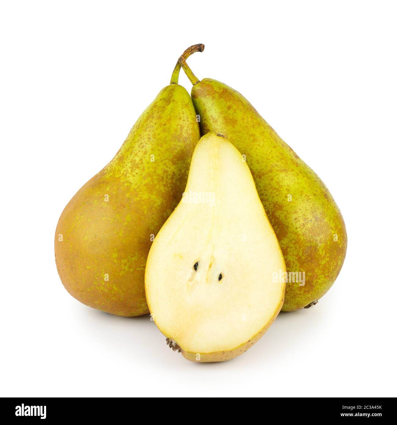 Juicy ripe pears isolated on white background. Stock Photo