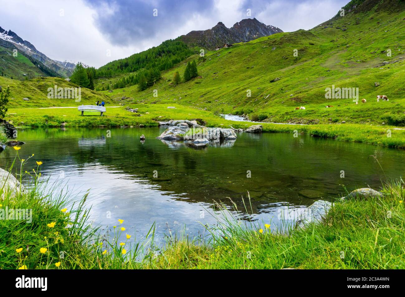 Hiking from Kasern to Kehrer Alm in South Tyrol Stock Photo