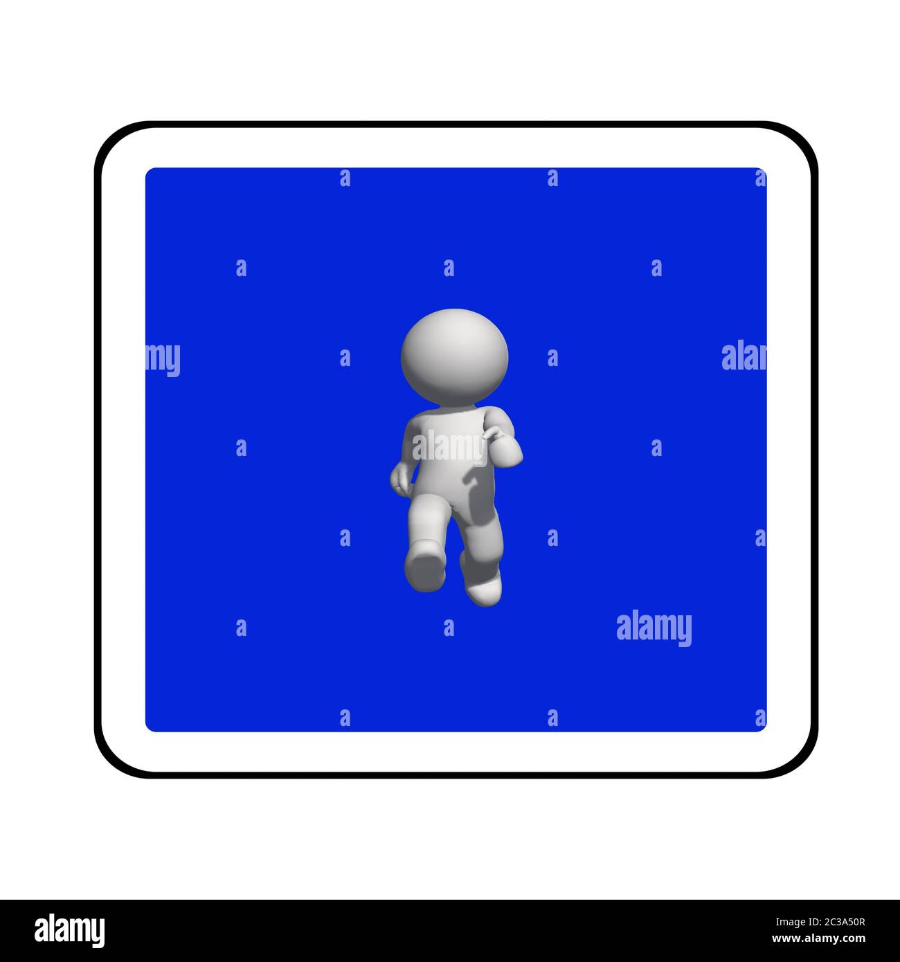 road sign - white 3D human on blue sign is walking Stock Photo - Alamy
