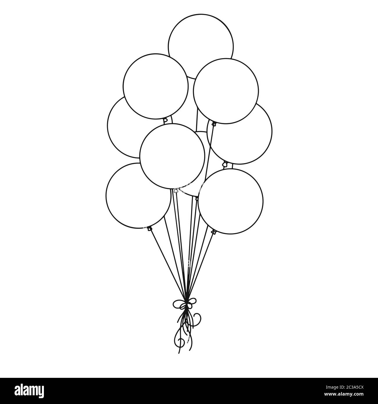 Different balloons. Inflatable balls on a string. Vector illustration in  sketch style Stock Vector Image & Art - Alamy