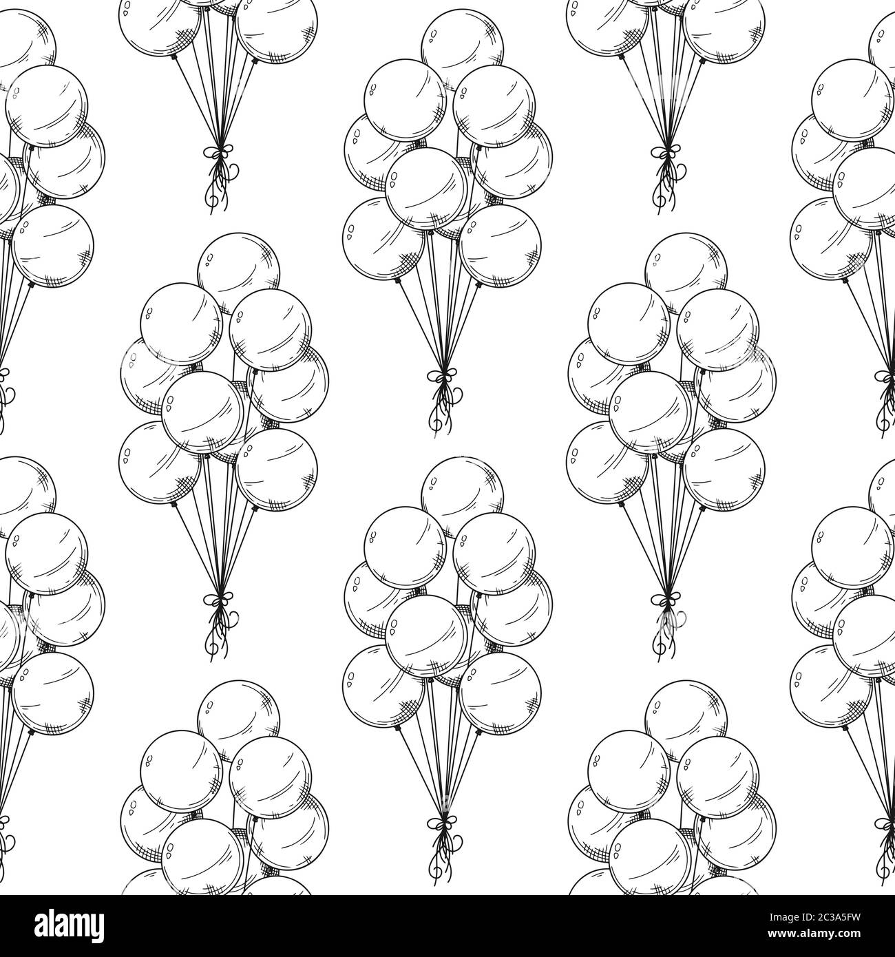 Seamless pattern. Different balloons. Inflatable balls on a string ...