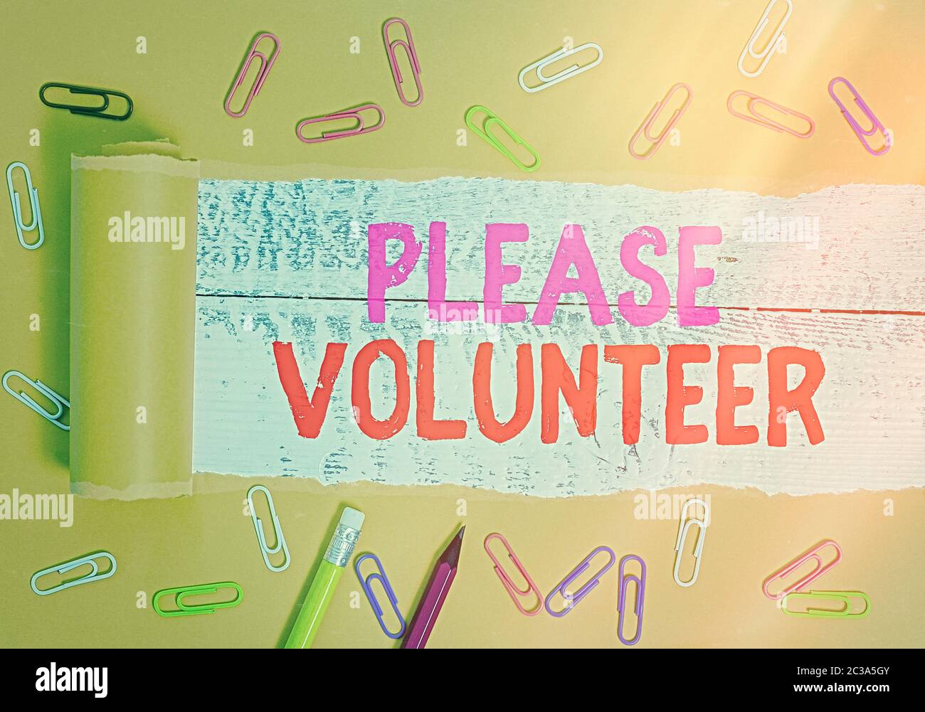 Text sign showing Please Volunteer. Business photo text act of politely asking to enlist or sign up in affairs Stock Photo