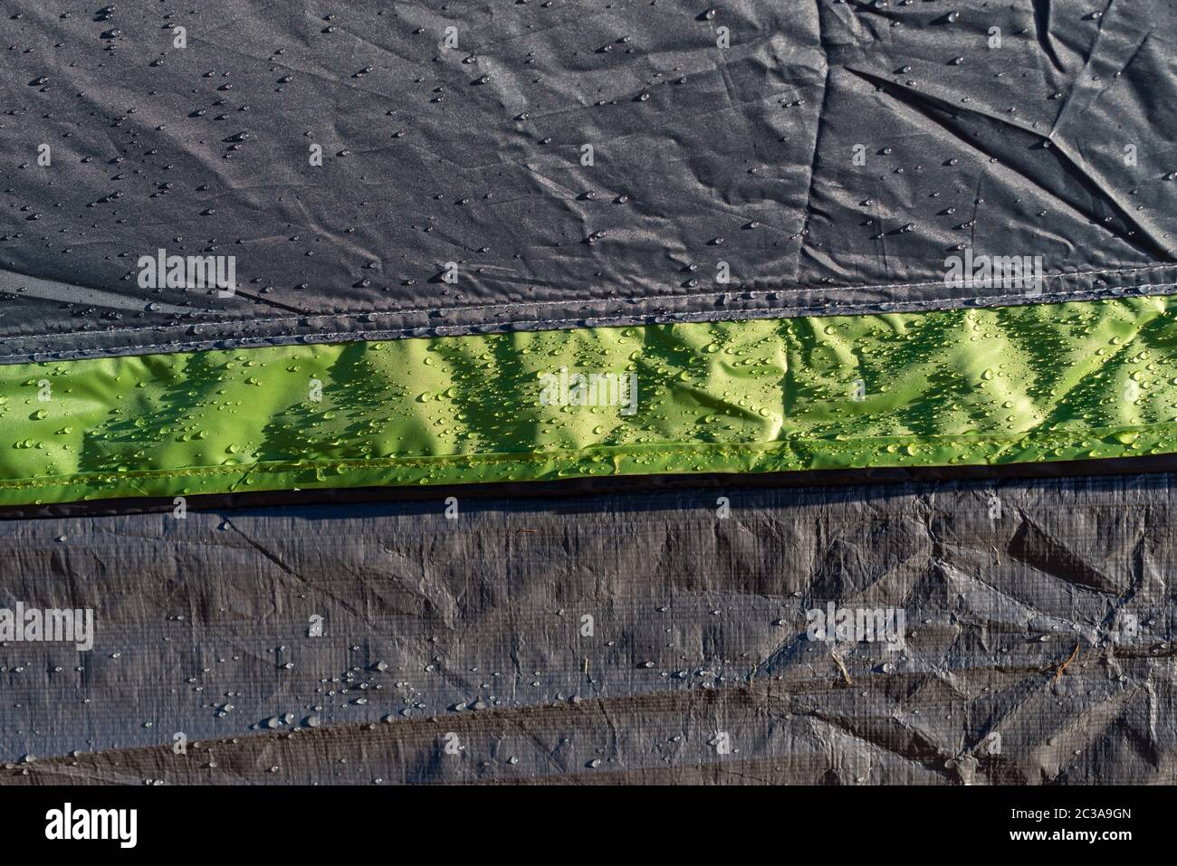 Camping. Early morning dew on the outside of a tent Stock Photo Alamy