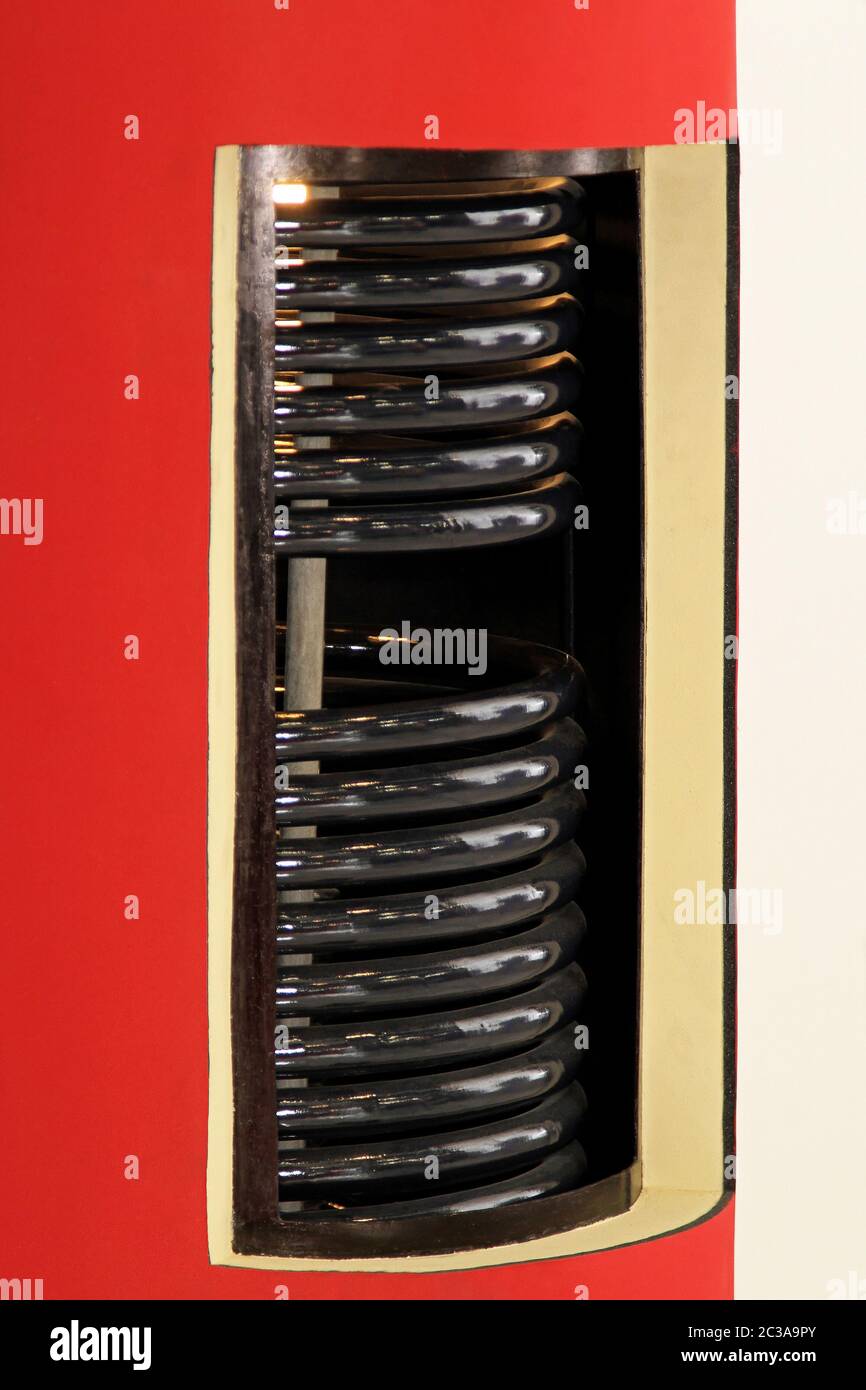 Coil spiral heater inside big water boiler Stock Photo Alamy