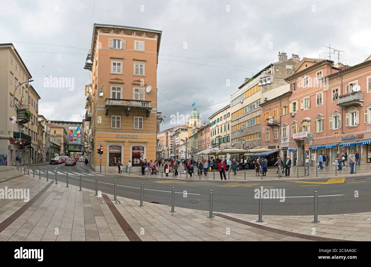 RIJEKA, CROATIA - OCTOBER 17: Korzo in Rijeka on OCTOBER 17, 2014. Main Walking Street in Downtown Rijeka, Croatia. Stock Photo